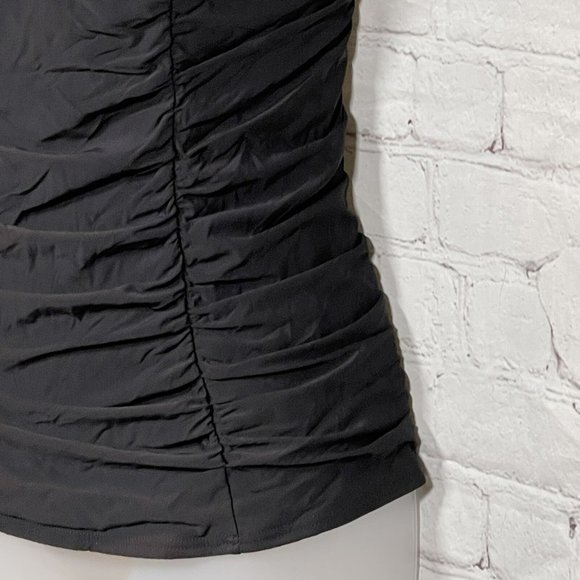 ☀️Tommy Hilfiger Black Size 14 Shirred Tummy Control Halter One-Piece NWT $108 - Picture 6 of 9